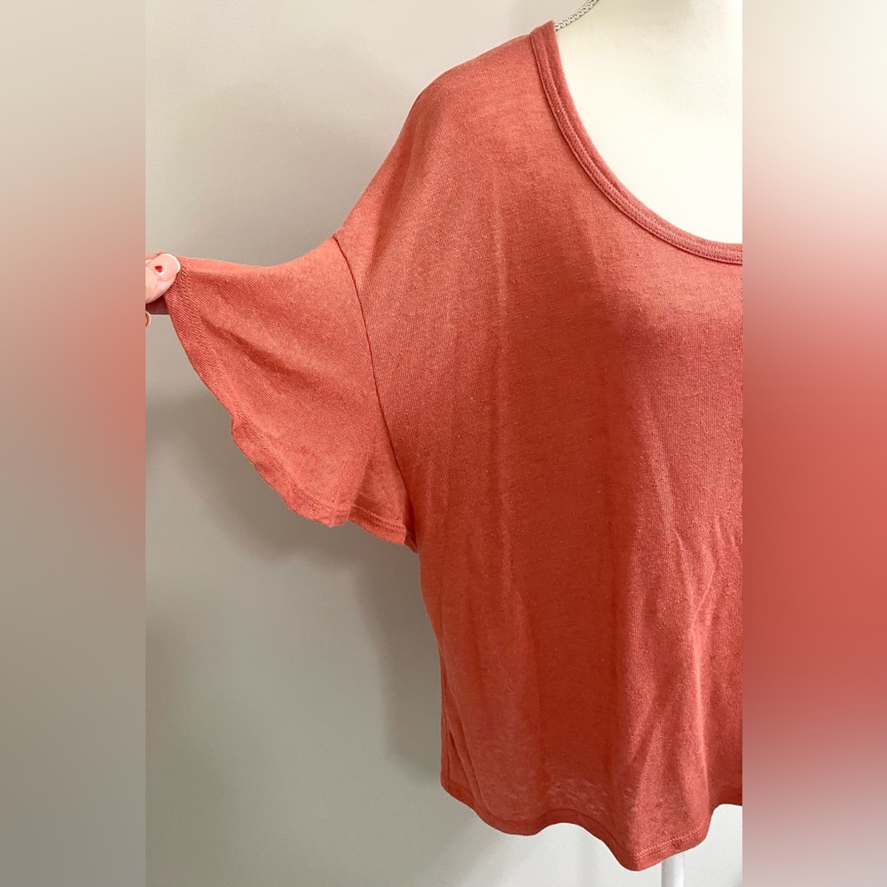 Old Navy Womens XL Orange Ruffle Top Boho Fall Eclectic Southwestern Festival - Picture 7 of 15